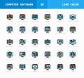 Software Computer filled line color icons. Royalty Free Stock Photo