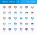 Software Computer flat color icons. Royalty Free Stock Photo