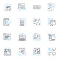 Software computing linear icons set. Algorithm, API, Application, Bytecode, Compiler, Database, Debugging line vector Royalty Free Stock Photo