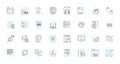 Software computing linear icons set. Algorithm, API, Application, Bytecode, Compiler, Database, Debugging line vector Royalty Free Stock Photo