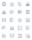 Software computing linear icons set. Algorithm, API, Application, Bytecode, Compiler, Database, Debugging line vector Royalty Free Stock Photo