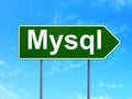 Software concept: MySQL on road sign background