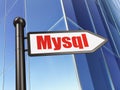 Software concept: sign MySQL on Building background