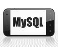 Software concept: Smartphone with MySQL on display