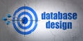 Software concept: target and Database Design on wall background