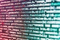 Software data concept element. Programmer working of software. Screen at workplace of modern programmer on networking background. Royalty Free Stock Photo