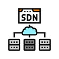 software defined network data center color icon vector illustration