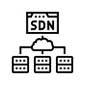 software defined network data center line icon vector illustration