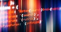Software develop company office. Database bits access stream visualisation. Programming code abstract Royalty Free Stock Photo