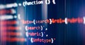 Software develop company office. Database bits access stream visualisation. Programming code abstract Royalty Free Stock Photo