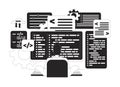 Software developer black and white 2D illustration concept