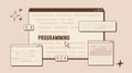 Software developer or code testing. Website development concept in trendy retro colors. Script coding, web ui ux design Royalty Free Stock Photo