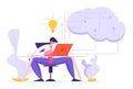 Software Developer Coding with Laptop. Artificial Intelligence, Digital Mind Concept with Male Character Project Manager Royalty Free Stock Photo