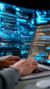 Software Developer Coding on Laptop in Modern Workspace, Engaged in Application Development Tasks Royalty Free Stock Photo