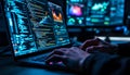Software Developer Coding at Night on Laptop Royalty Free Stock Photo
