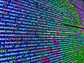 Software developer coding screen. Binary computer code background, abstract. Digital technology on display. Programming code Royalty Free Stock Photo