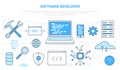 Software developer concept with icon set template banner with modern blue color style