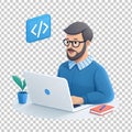 Software Developer 3D icon with sleek design isolated on white background for coding-related visuals