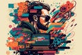 Software developer designing and developing computer software, created with Generative AI technology