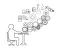 Software Developer or freelancer is Coding,also represents a business analyst gathering requirements Royalty Free Stock Photo