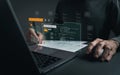 Software developer or programmer coding program with laptop. Create Intelligence innovation. Computer programming, development Royalty Free Stock Photo