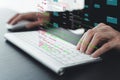 Software developer or programmer coding program with laptop. Create Intelligence innovation. Computer programming, development Royalty Free Stock Photo