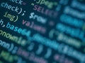 Software developer programming code. Abstract computer script code. Royalty Free Stock Photo