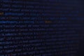 Software developer programming code. Abstract computer script code. Blue color Royalty Free Stock Photo
