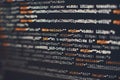 Software developer programming code. Abstract computer script code. Selective focus Royalty Free Stock Photo