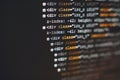 Software developer programming code. Abstract computer script code. Selective focus Royalty Free Stock Photo
