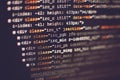 Software developer programming code. Abstract computer script code. Selective focus Royalty Free Stock Photo