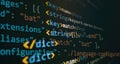 Software developer programming code. Abstract computer script coding. Programming code screen of software developer Royalty Free Stock Photo