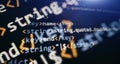 Software developer programming code. Abstract computer script coding. Programming code screen of software developer Royalty Free Stock Photo