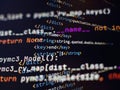 Software developer programming code. Abstract computer script coding. Programming code screen of software developer Royalty Free Stock Photo