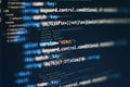 Software developer programming code. Abstract computer script code. Programming code screen of software developer Royalty Free Stock Photo