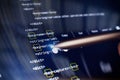 Software developer programming code. Abstract computer script code. Code text written and created entirely by myself Royalty Free Stock Photo
