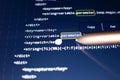 Software developer programming code. Abstract computer script code. Code text written and created entirely by myself Royalty Free Stock Photo