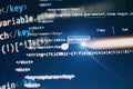 Software developer programming code. Abstract computer script code. Code text written and created entirely by myself Royalty Free Stock Photo