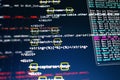 Software developer programming code. Abstract computer script code. Code text written and created entirely by myself Royalty Free Stock Photo