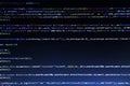 Software developer programming code. Abstract modern virtual computer script. Work of software developer programmer on desktop Royalty Free Stock Photo