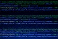 Software developer programming code. Abstract modern virtual computer script. Work of software developer programmer on desktop Royalty Free Stock Photo