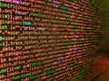 Software developer programming code on black screen. Modern web development background. Software engineer at work. Screen of web Royalty Free Stock Photo