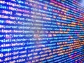 Software developer programming code on computer. Digital technology on display. Big data concepts working in cyberspace Royalty Free Stock Photo