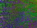 Software developer programming code on computer. Laptop screen show abstract computer programming code script. Abstract program Royalty Free Stock Photo