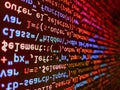 Software developer programming code on computer monitor. Programming code abstract technology background of software developer and Royalty Free Stock Photo