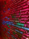 Software developer programming code on computer monitor. Software developer programming code on black screen. Web server data on a Royalty Free Stock Photo