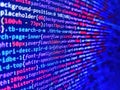 Software developer programming code. Data encryption security code on a computer display. Real Html code developing screen. Royalty Free Stock Photo