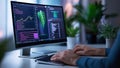 Software developer programming innovative green technology on computer Royalty Free Stock Photo