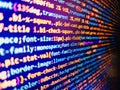 Software developer programming JavaScript code. Code on dark background. Big data database app. Monitor closeup of function source Royalty Free Stock Photo