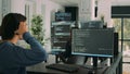 Software developer programming source code algorithm on computer Royalty Free Stock Photo